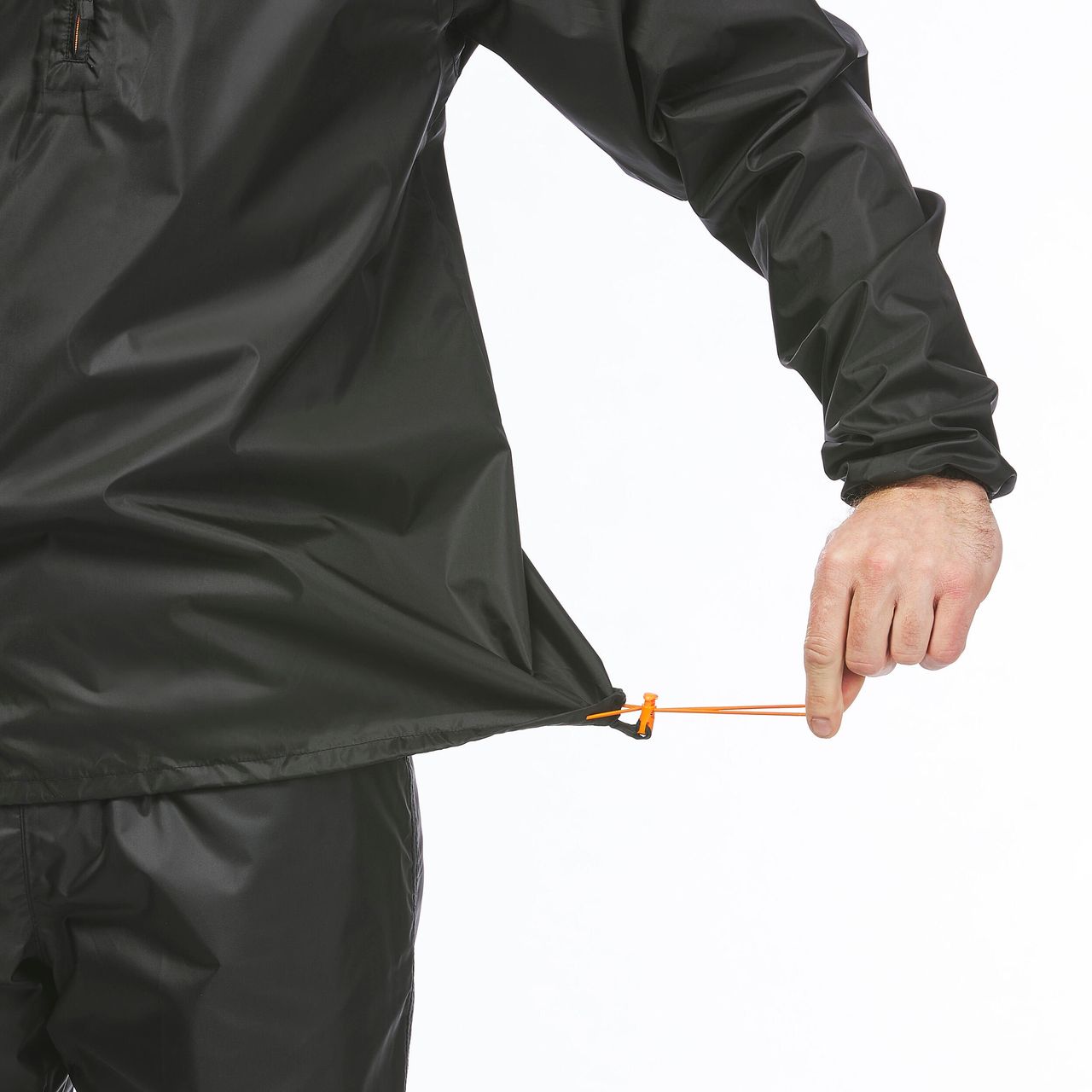 Quechua By Decathlon | Men Half Zip Rain Jacket With Storage Pouch - Black - XL