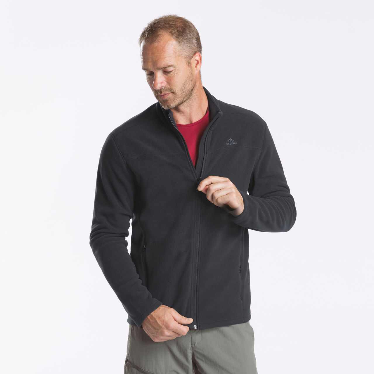 Quechua By Decathlon Men's Full Zip Fleece Jacket | Black - L