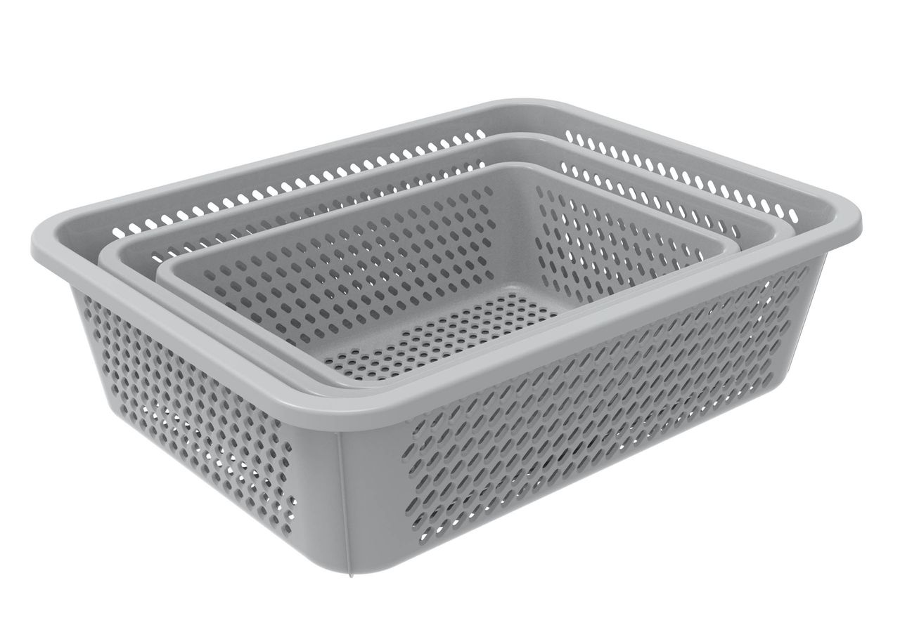 All Time Easy Rectangle Basket For Kitchen | Set Of 3 (Colour May Vary)