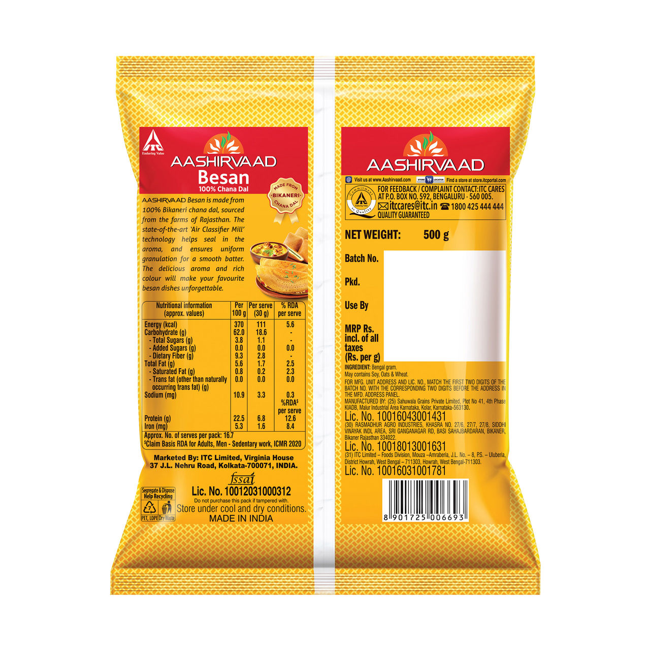 Aashirvaad Besan, Made from 100% Bikaneri Chana Dal