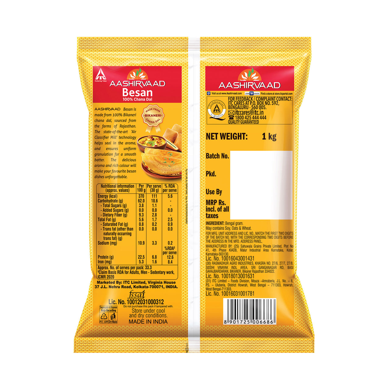 Aashirvaad Besan, Made from 100% Bikaneri Chana Dal