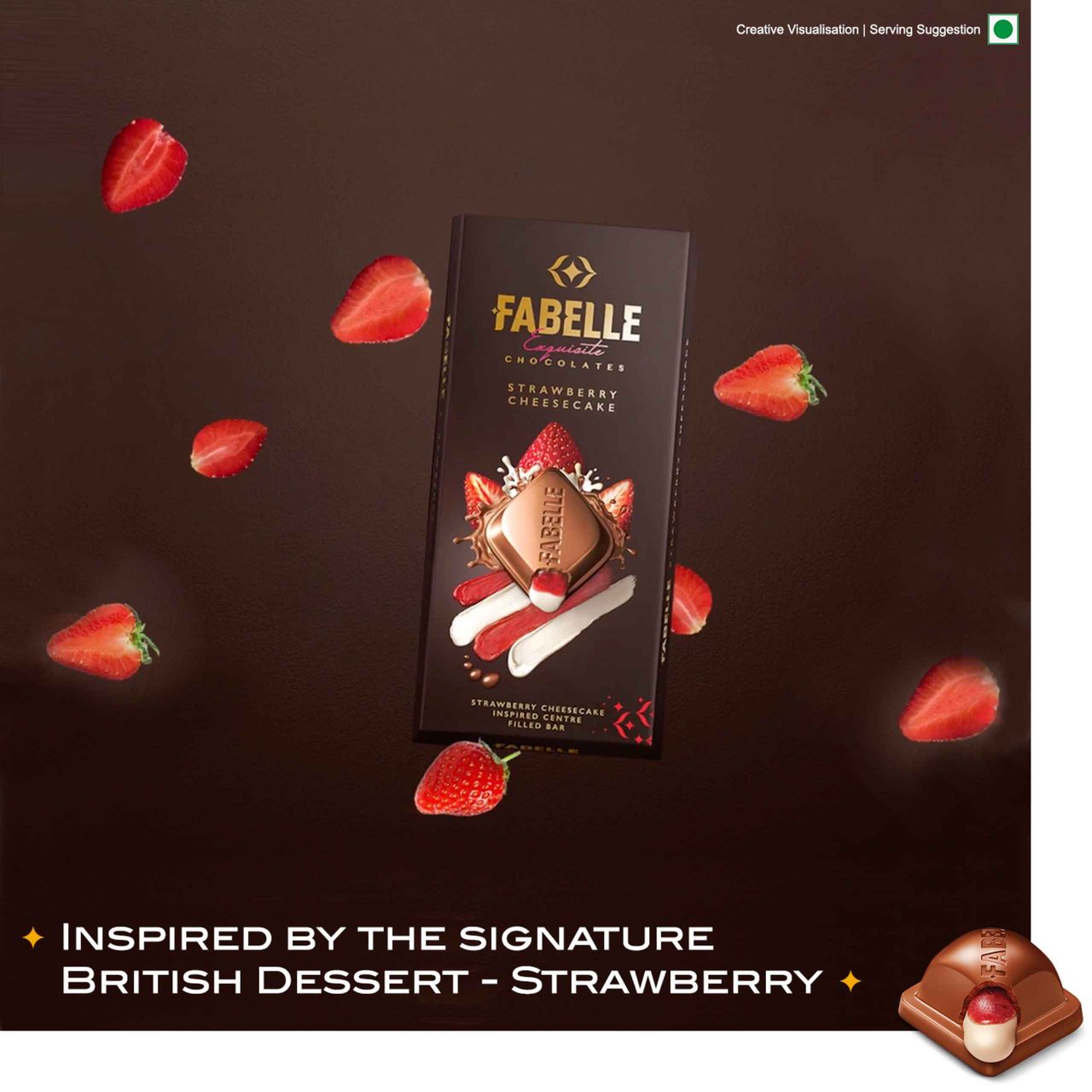 Fabelle Luxury Chocolates Strawberry Cheesecake Handcrafted Bar