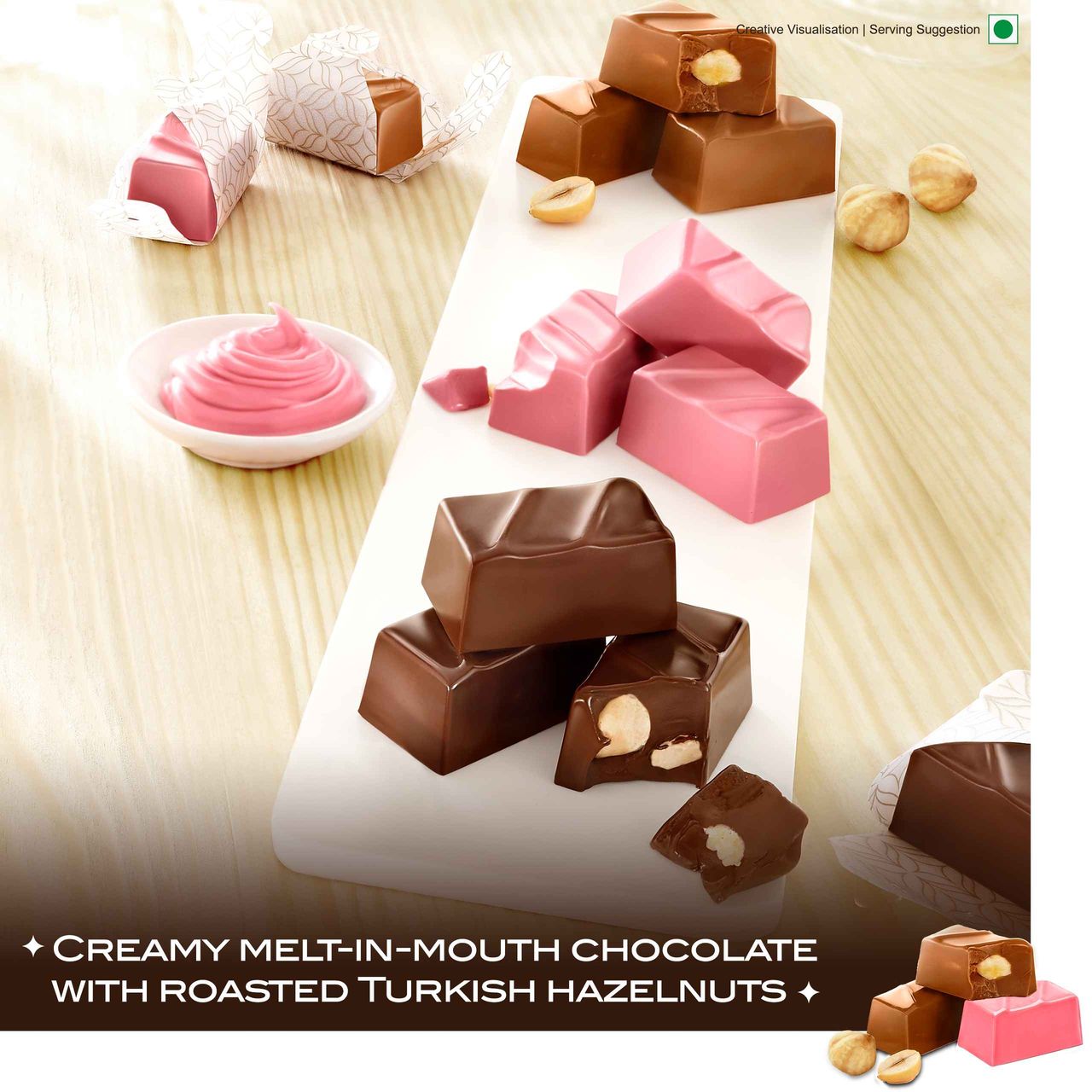 Fabelle Gianduja Trilogy - Assorted Hazelnut Infused 12 Chocolate Cubes