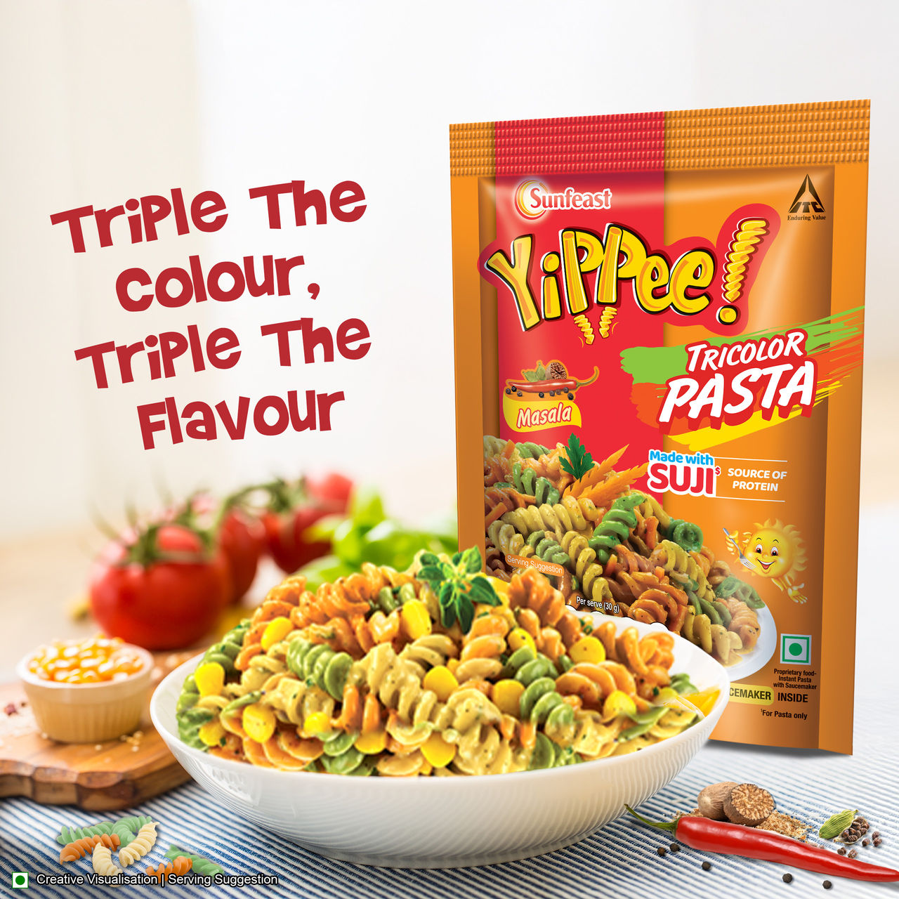 YiPPee! Suji Tricolor Masala Pasta Combo