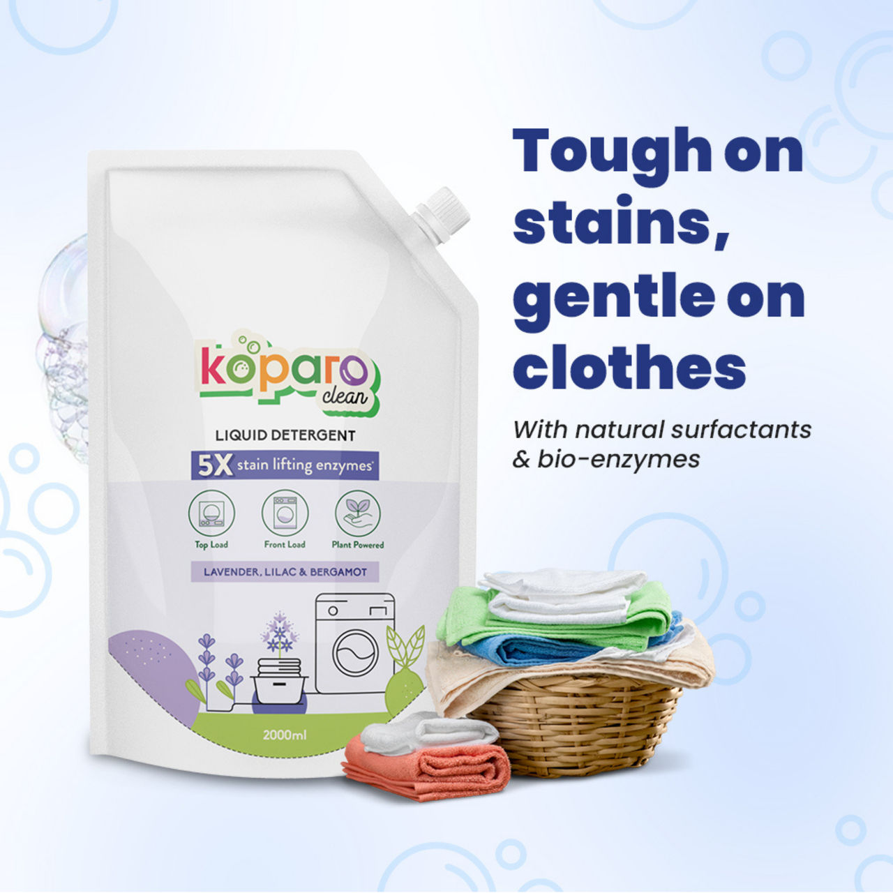 Koparo Natural Liquid Detergent (Top Load & Front Load)(2l) & Koparo Natural After Wash Fabric Conditioner(850ml) Combo