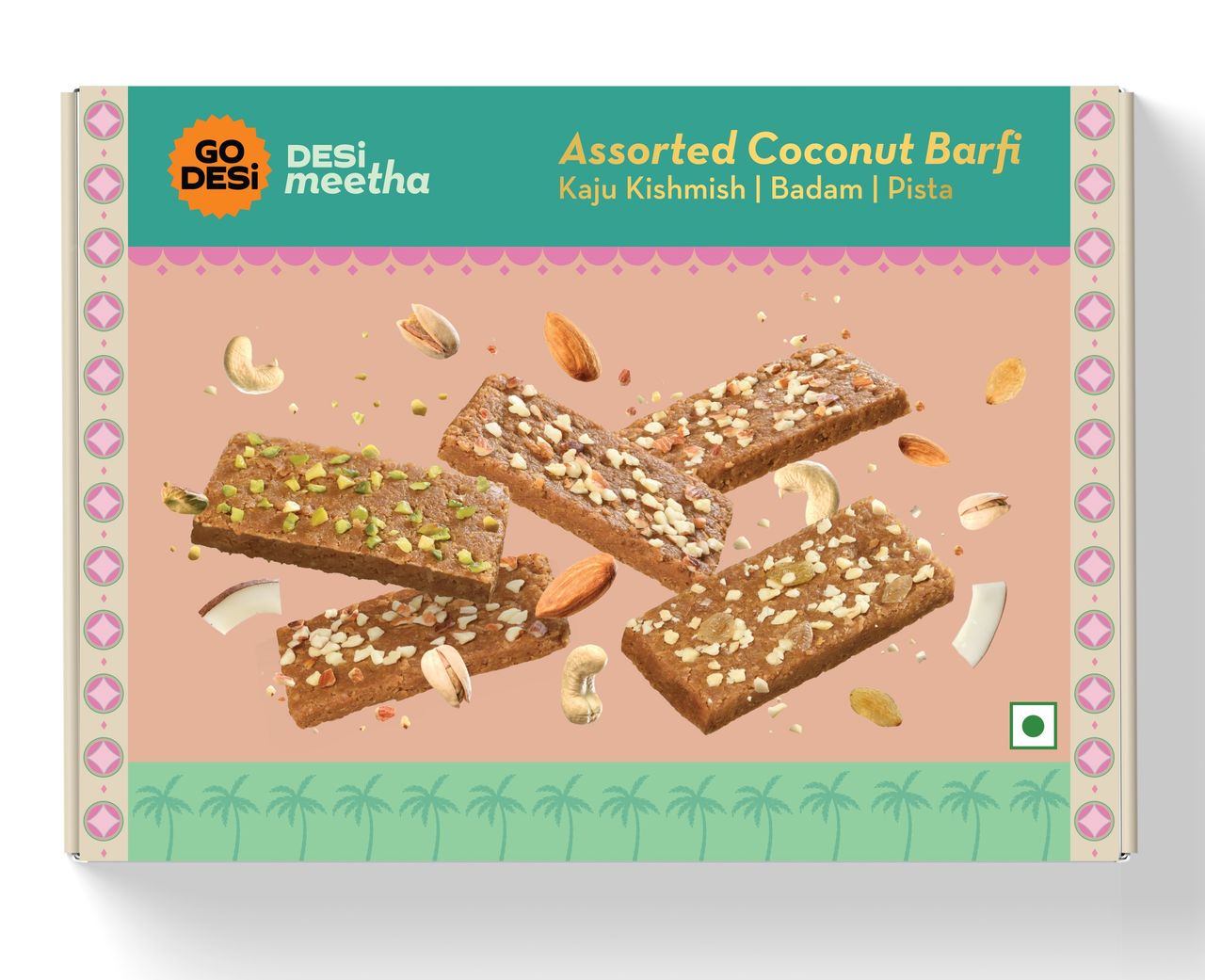 Assorted Coconut Barfi | Kaju Kishmish | Badam | Pista | Burfi | Sweets | By GO DESi