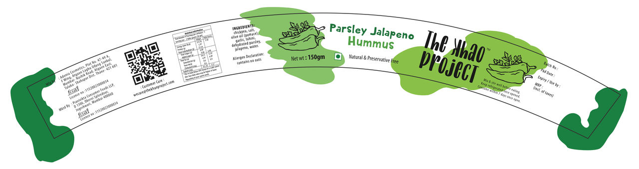 The Khao Project Roasted Garlic & Dill Hummus(150gms) & The Khao Project Parsley Jalapeno Hummus(150gms) Combo