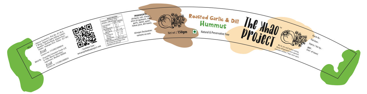The Khao Project Roasted Garlic & Dill Hummus(150gms) & The Khao Project Parsley Jalapeno Hummus(150gms) Combo