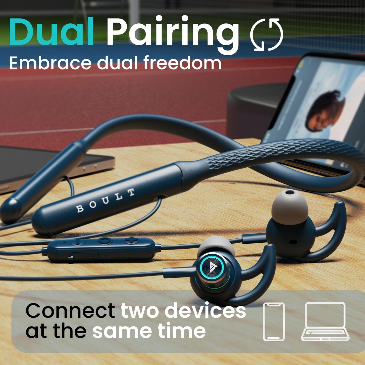 GOBOULT Probass Eqcharge with Zen Mode Enc | 32Hrs Playtime | In The Ear | Blue