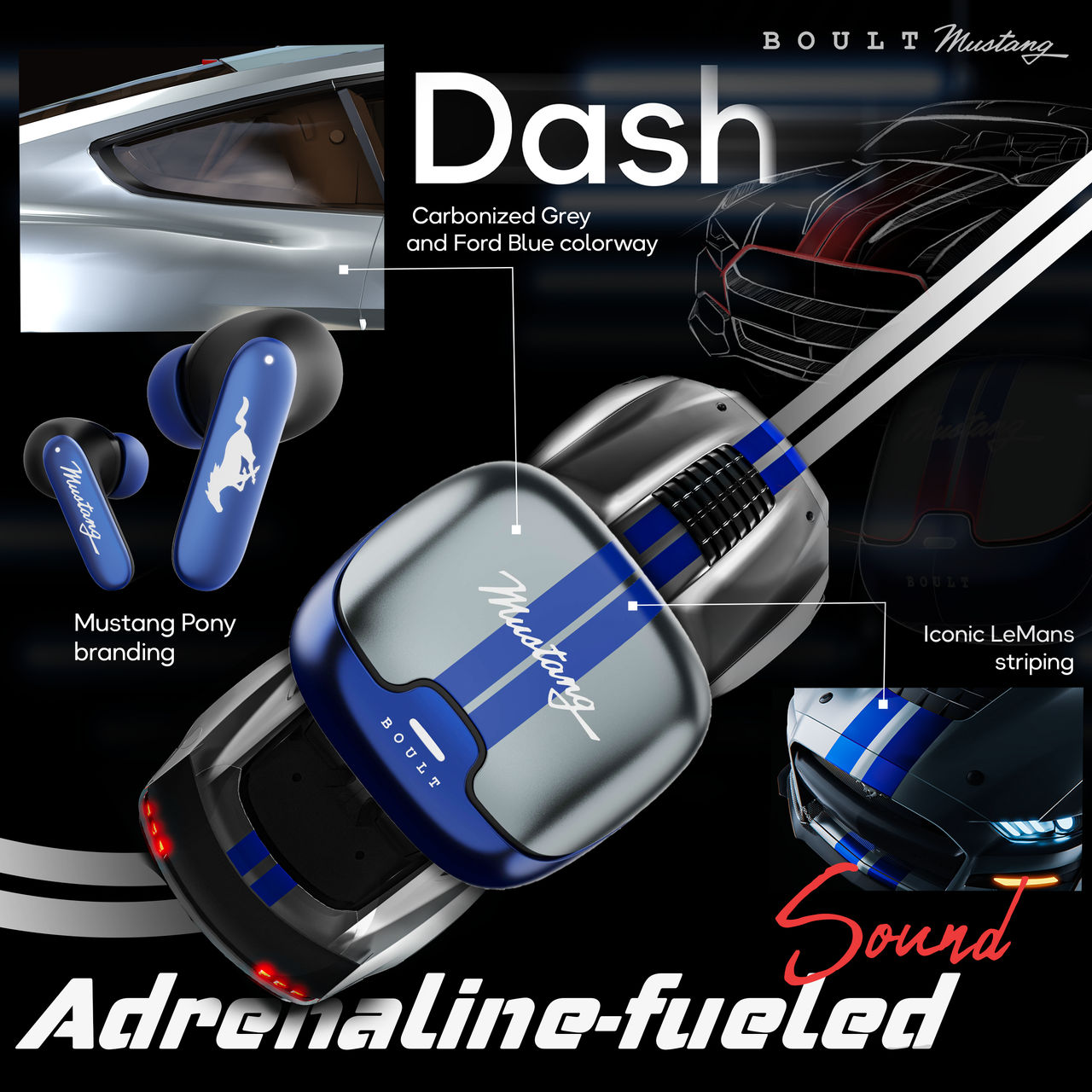Boult Mustang with 100 Hrs Battery, App Support, Dual Pairing, 4 Mic ENC, 5.4v Bluetooth (Dash)