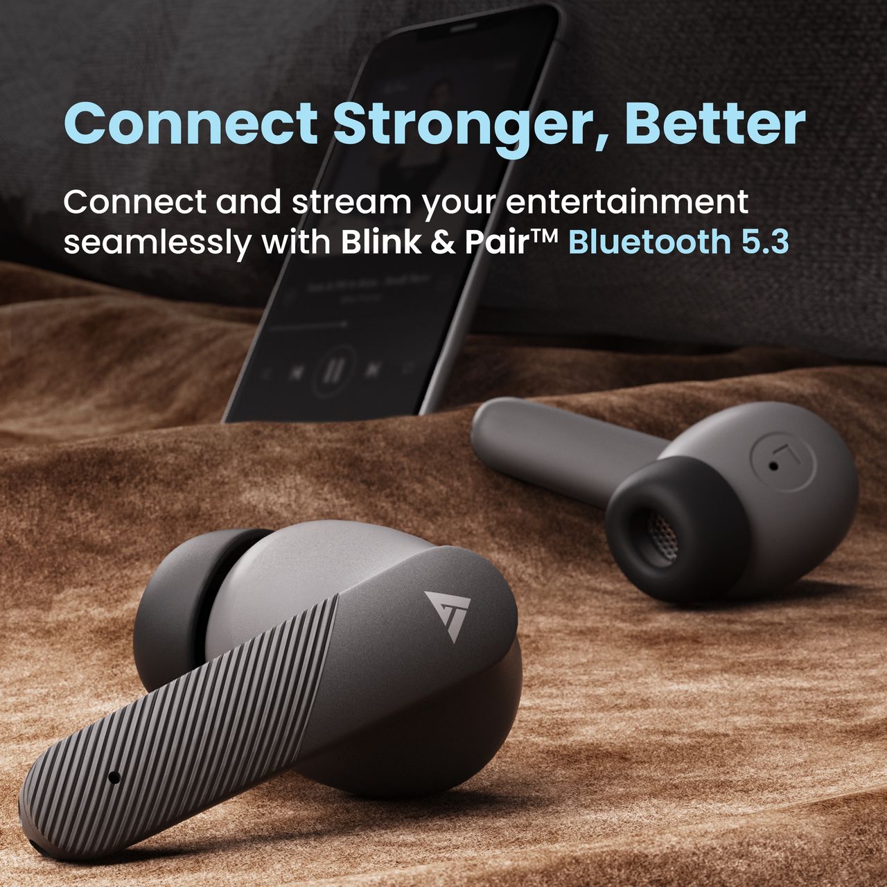 Boult Airbass Z35 with Zen Enc Mic | 32H Playtime | 5.3 Bluetooth | True Wireless | Graphite Black