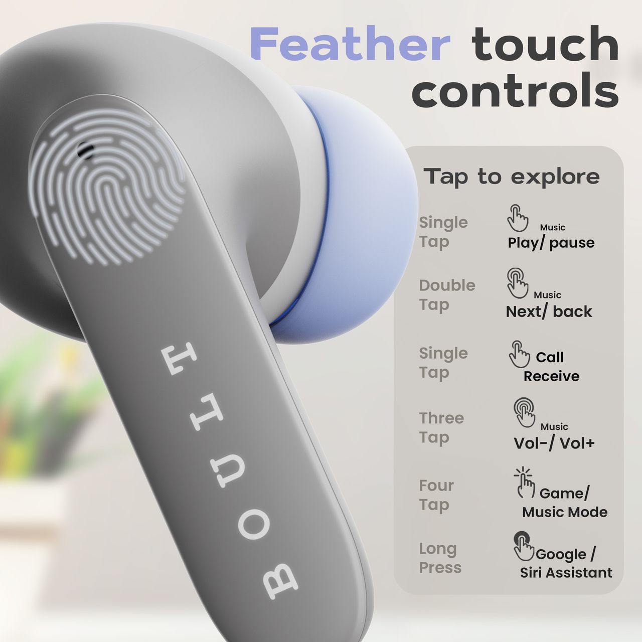 GOBOULT Z40 Pro with 100H Battery,Quad Mic ENC, Scratch Proof, Rubber Grip Design, 5.3v Bluetooth