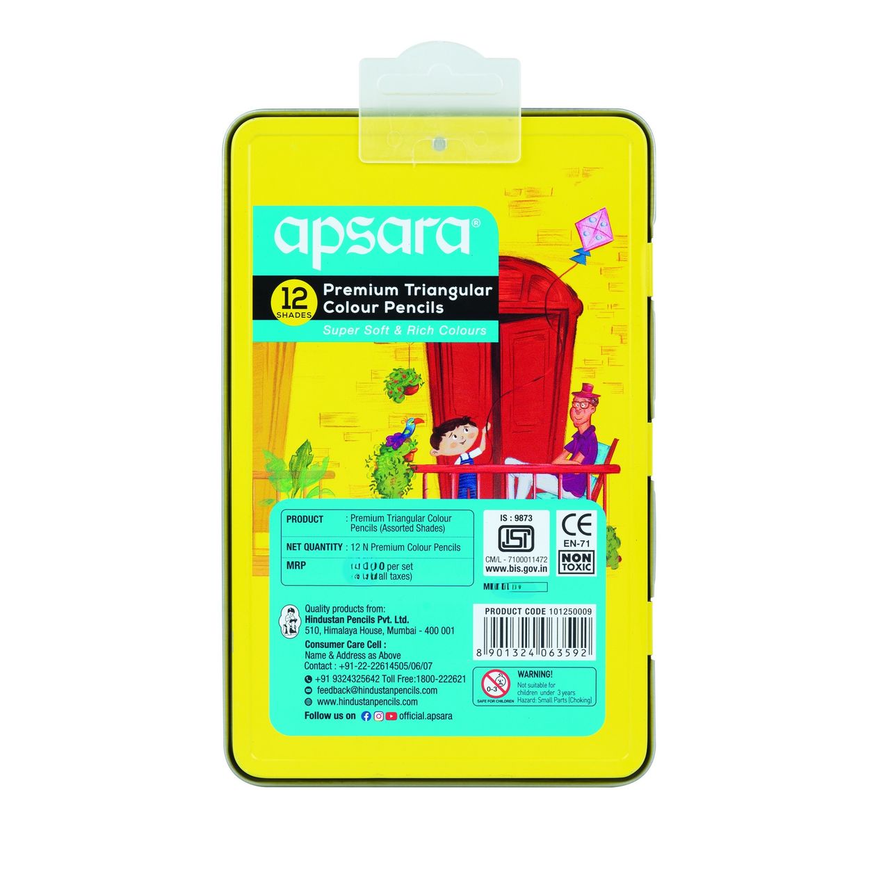 Apsara 12 Full Size Premium Triangular Colour Pencil | Brilliant colours | Hex Shape | Easy Grip