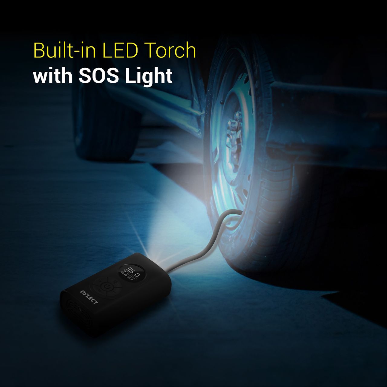 Dylect Smart 400 Tyre Inflator | 150 PSI | 4000mAh | Type C | 5 Air Modes | LED | Power Bank
