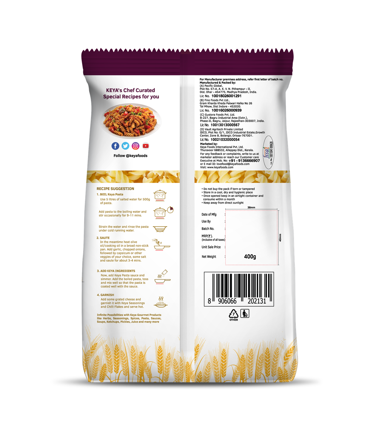Keya Fusilli Pasta