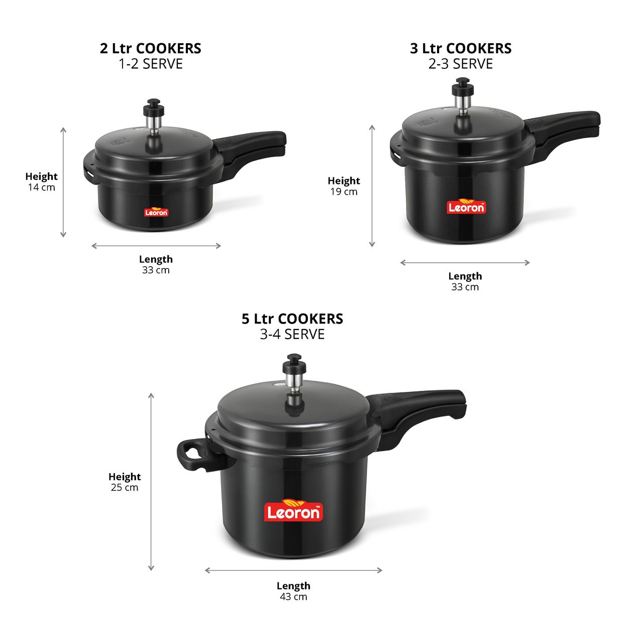 Leoron 3 Litre Outer Lid Induction Bottom Hard Anodized Pressure Cooker