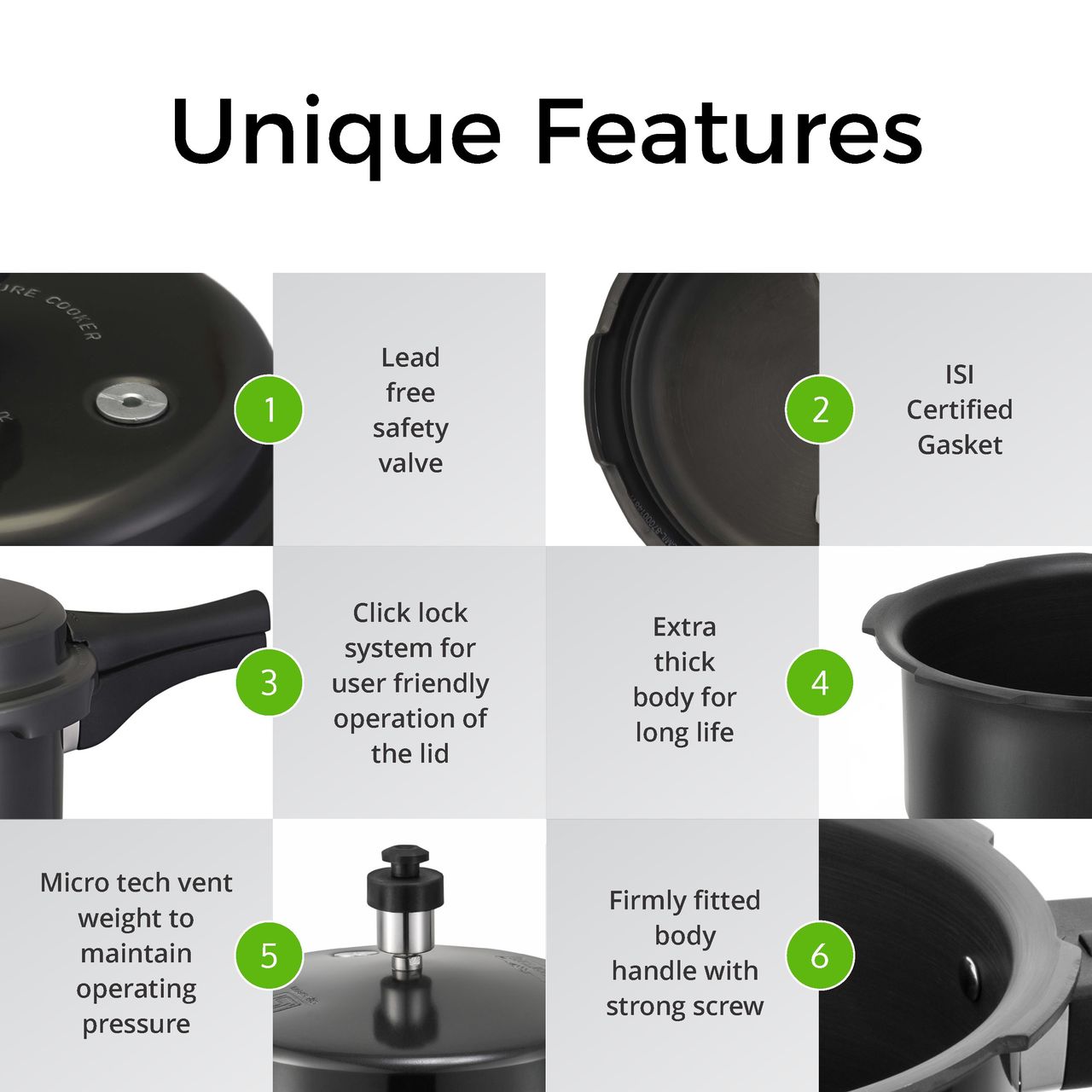 Leoron 3 Litre Outer Lid Induction Bottom Hard Anodized Pressure Cooker