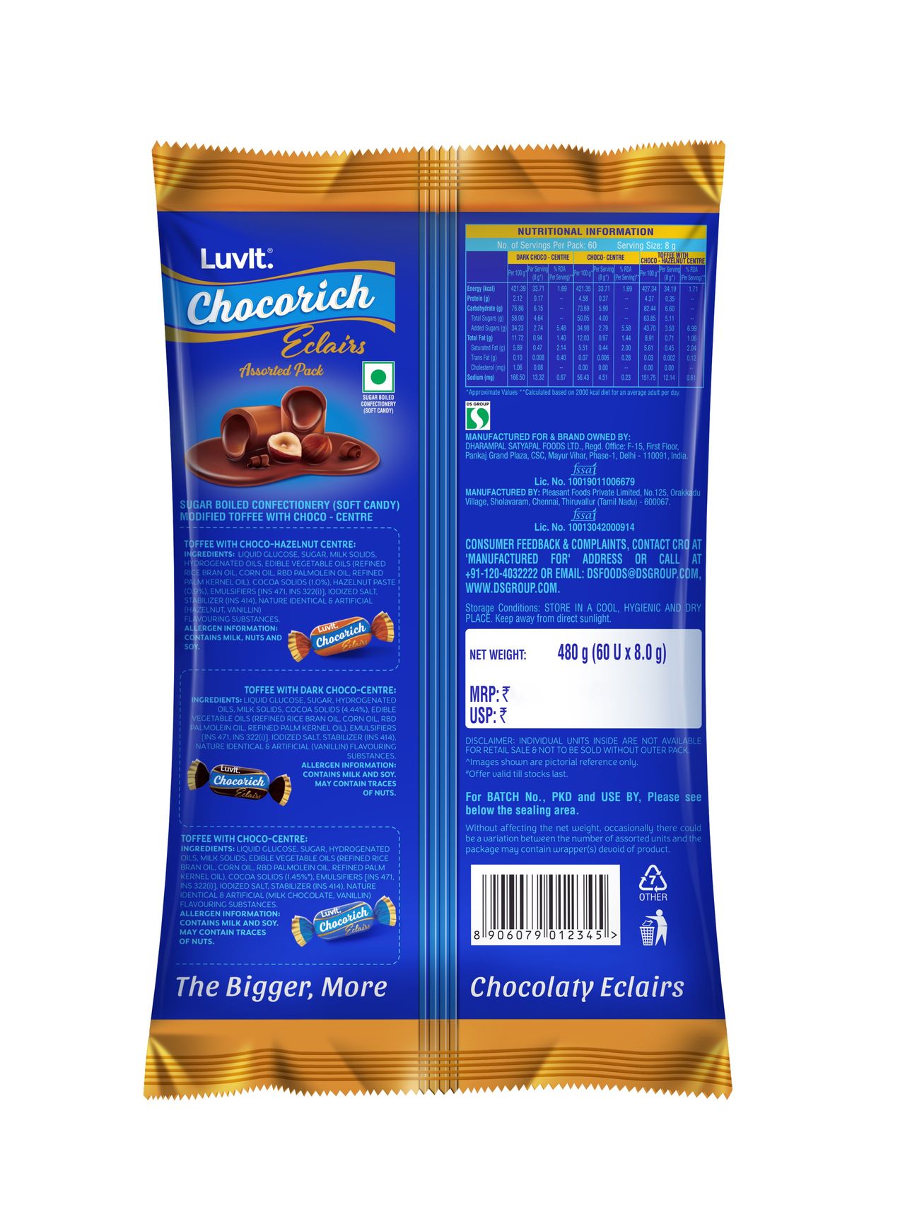 Luvit Chocorich Eclairs Assorted Pack Chocolate | Hazelnut | Dark Choco