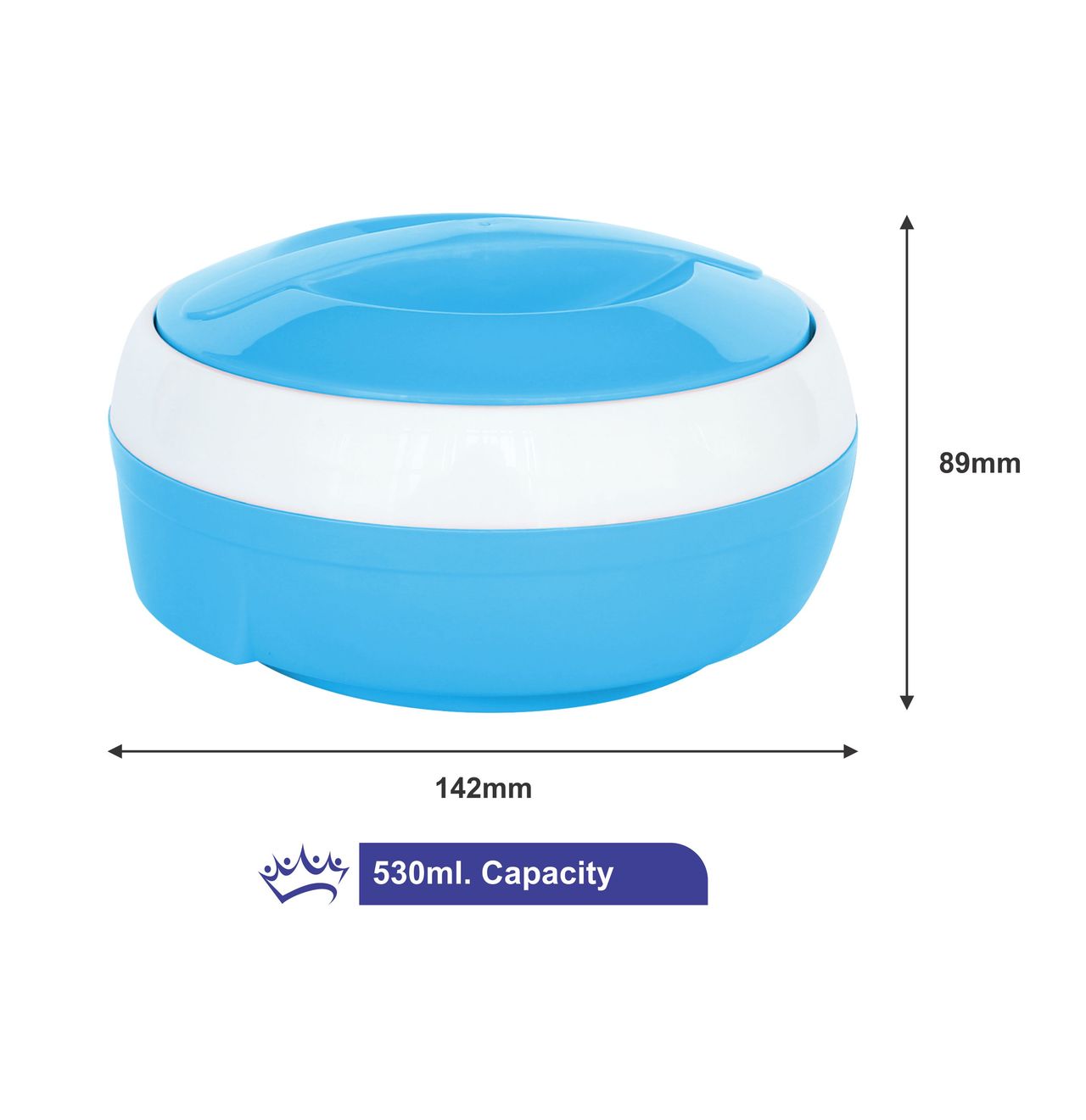 Princeware Solar Theroware Casserole With Plastic Lid 530 ml | Blue