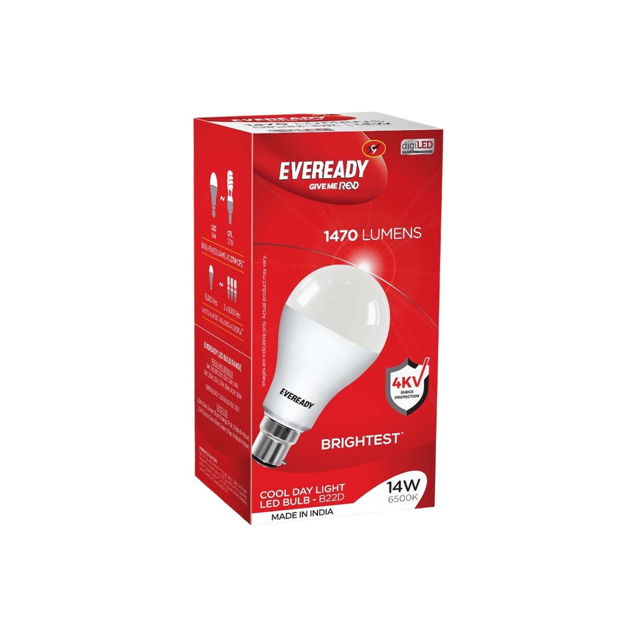 Eveready 14 W LED Bulb Cool Day White | 6500K | B22 Base Holder