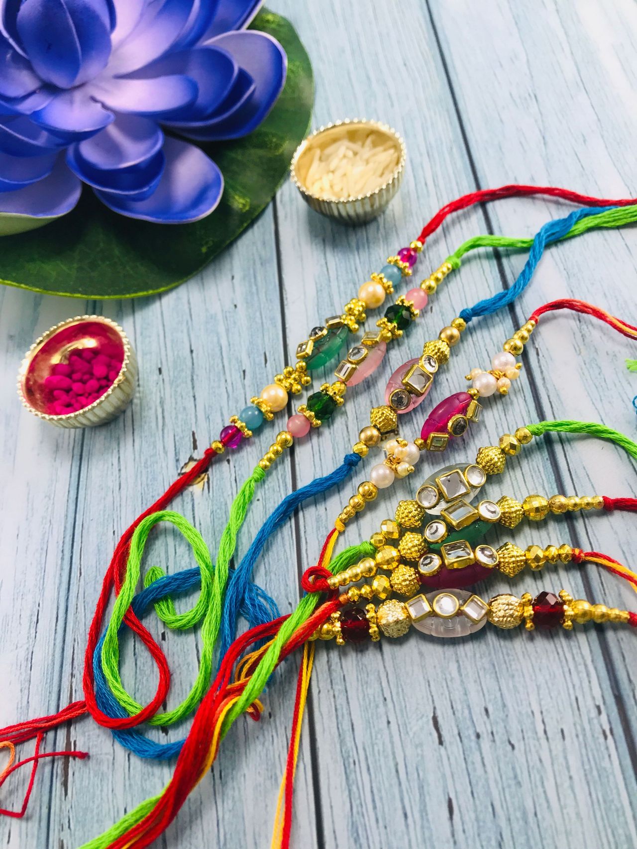 Gullak Bhaiya and Bhabhi Small Kundan Rakhi