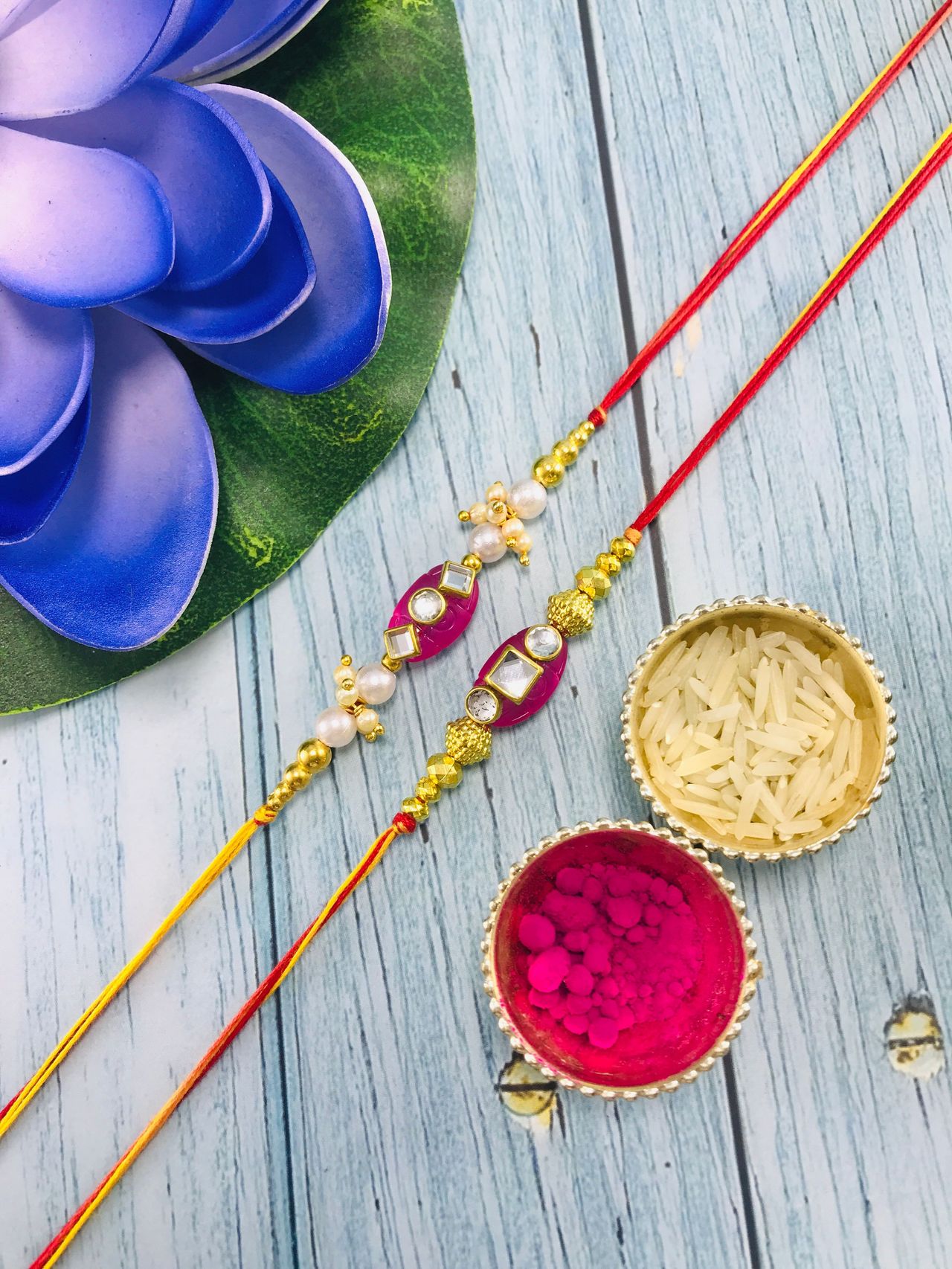 Gullak Bhaiya and Bhabhi Small Kundan Rakhi