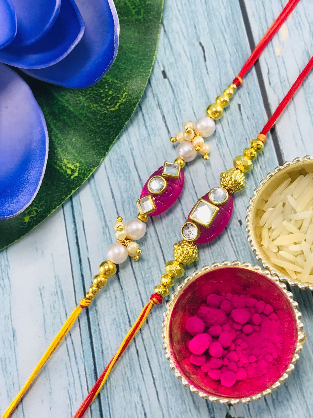 Gullak Bhaiya and Bhabhi Small Kundan Rakhi