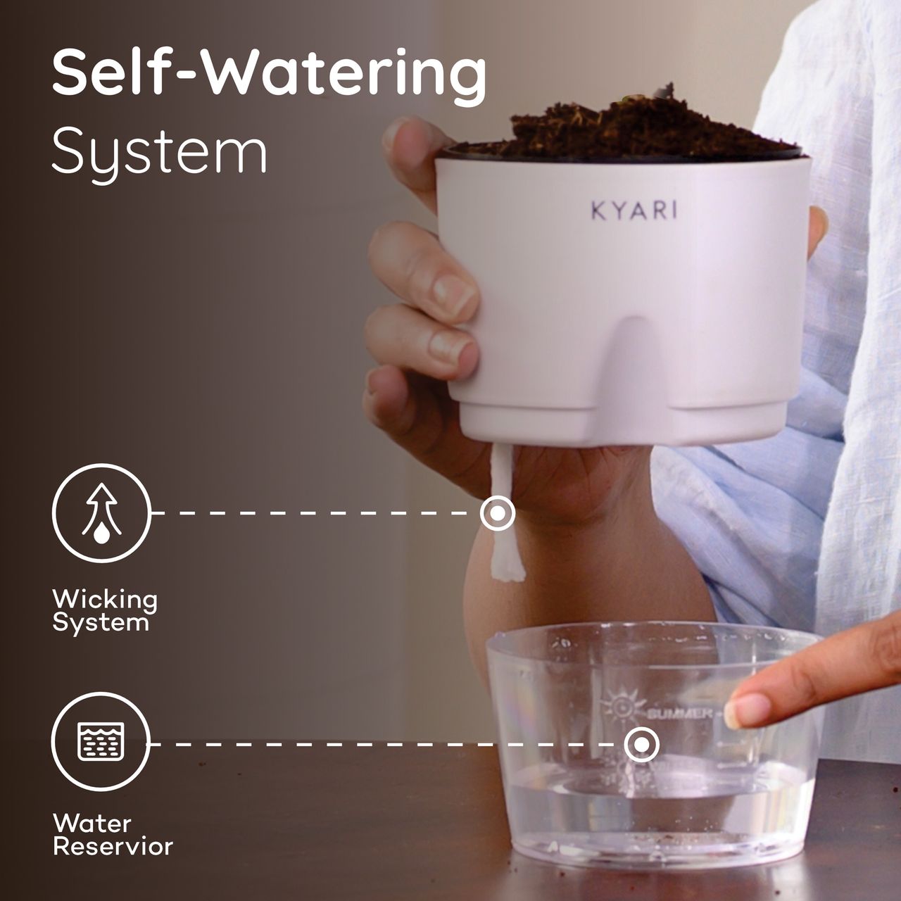 Kyari Self Watering 4 Inch Pot| Black | Pack of 1 | Garden Accessory