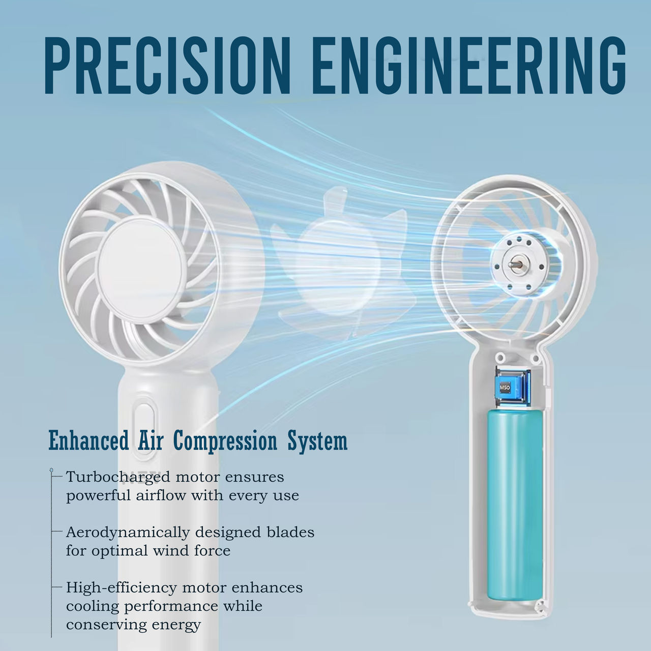 Nev Air Sync USB Portable Handhled Fan, 3 Speed Control,Medium Breezing, White( Battery Operating)