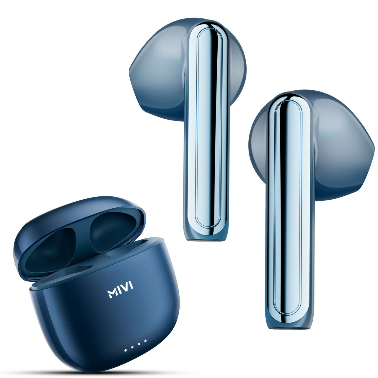Mivi Duopods I1 Tws,Metallic Finish,50H Playtime,13Mm Bass,Bt V5.3 Earbuds And More Bluetooth-Blue