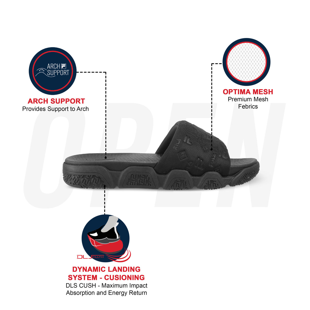 Fila Candor Sliders For Men And Women | Black | (Size- 8)