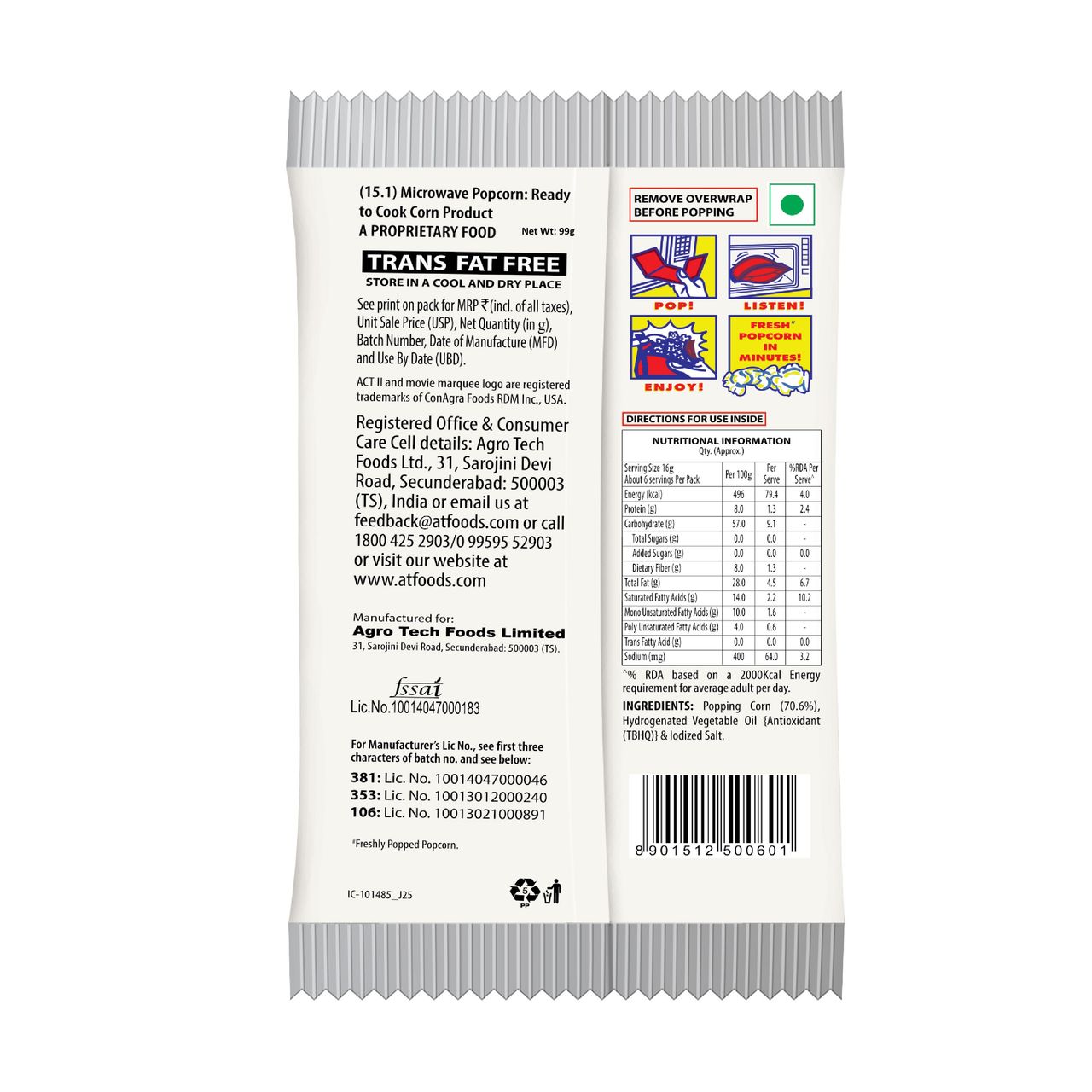ACT II Microwave Popcorn - Original 99 g Combo