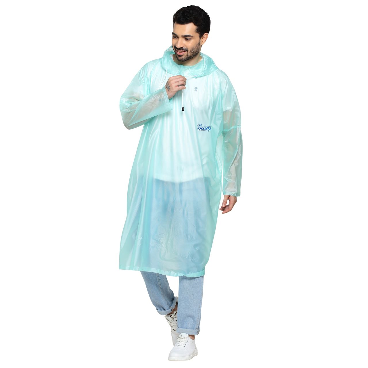 Fendo Ruby Poncho Unisex Waterproof Pvc Unisex Transparent Overcoat | Freesize Raincoat | Green
