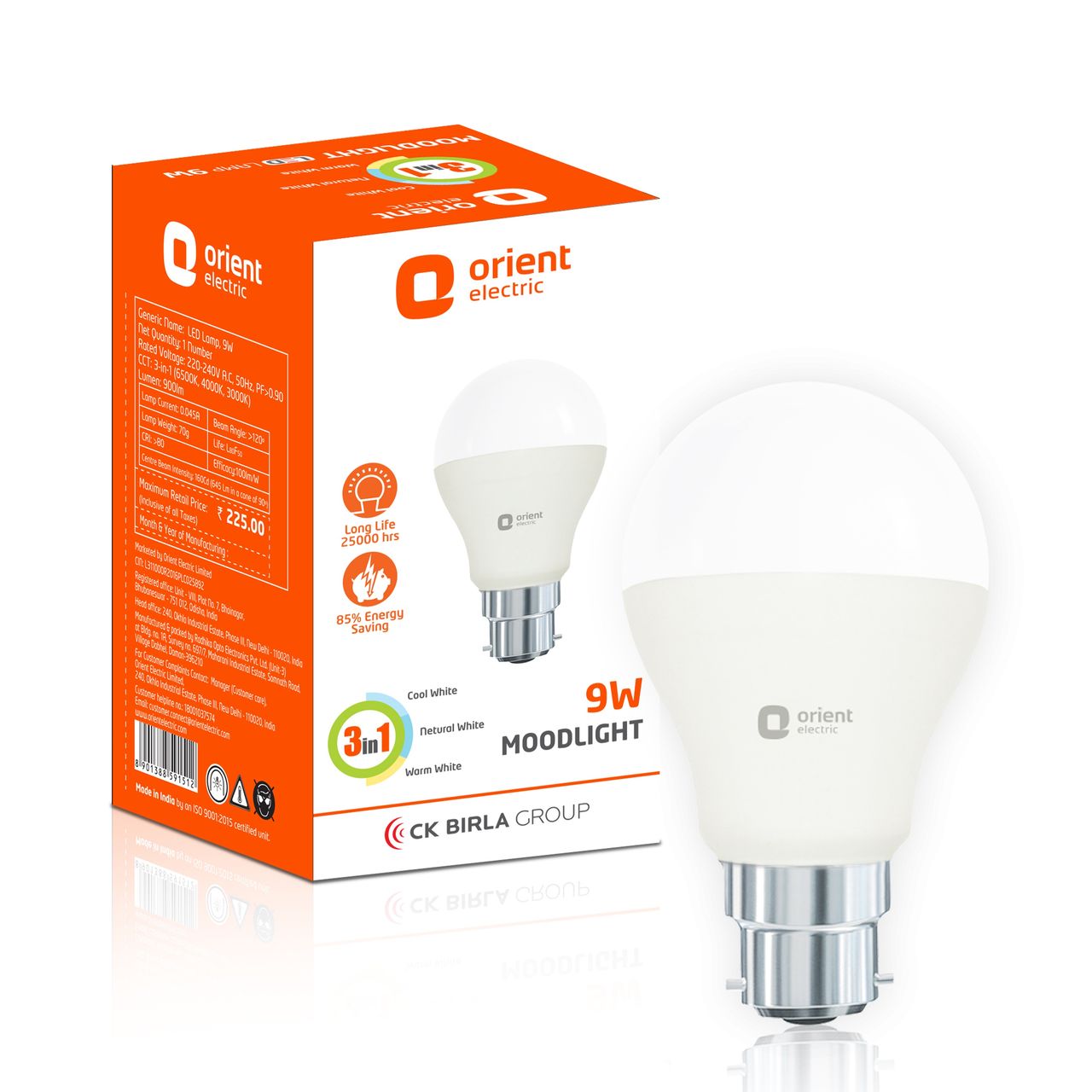 Orient Electric Eternal Shine Moodlight | Color Changing 9W LED Bulb | B22 Base Holder