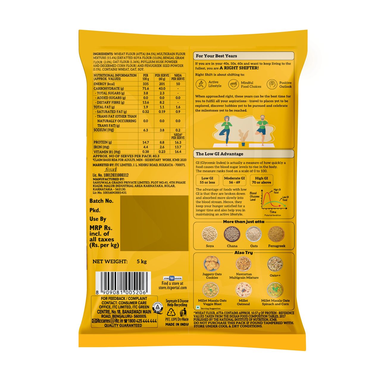 Right Shift by ITC Multigrain Atta with 30% More Protein | Goodness of Soya, Chana and Oats