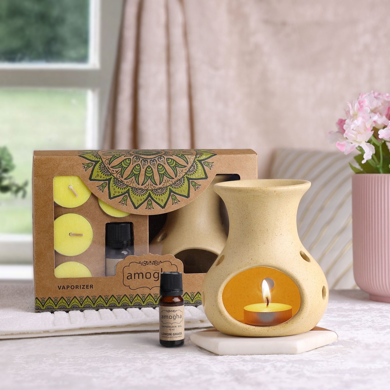 IRIS Amogha Lemongrass Vaporizer | Aroma Diffuser Set| Rakhi Gift for Brother & Sister