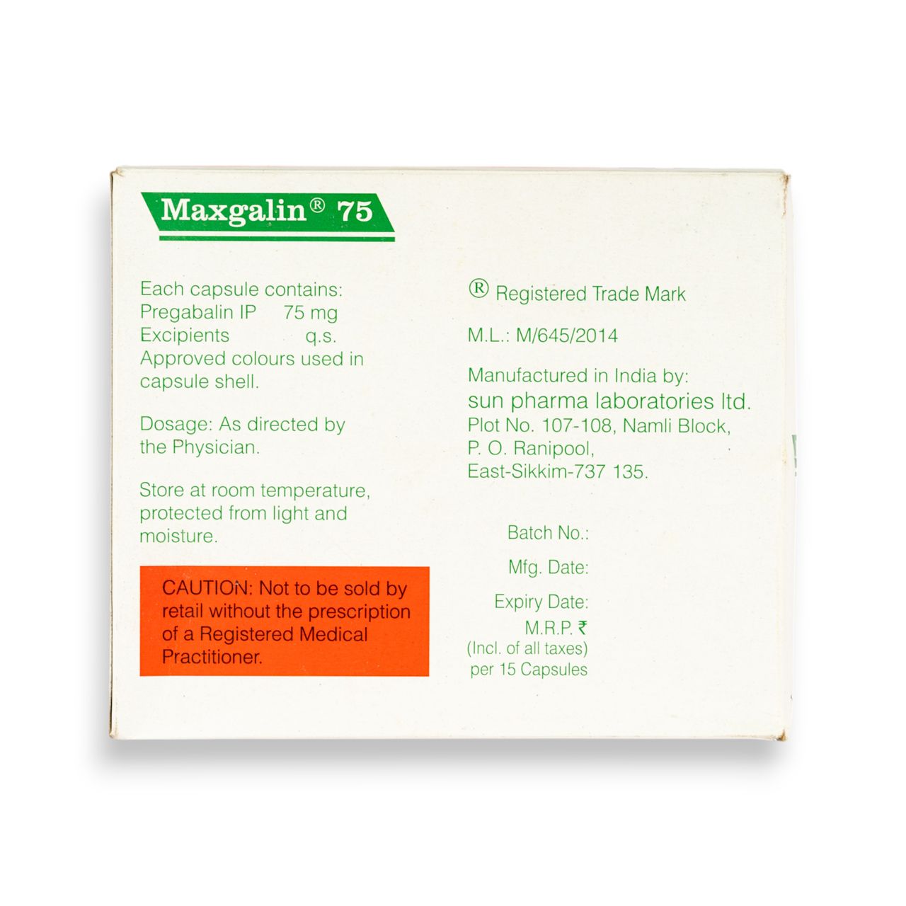 Maxgalin 75 Capsules