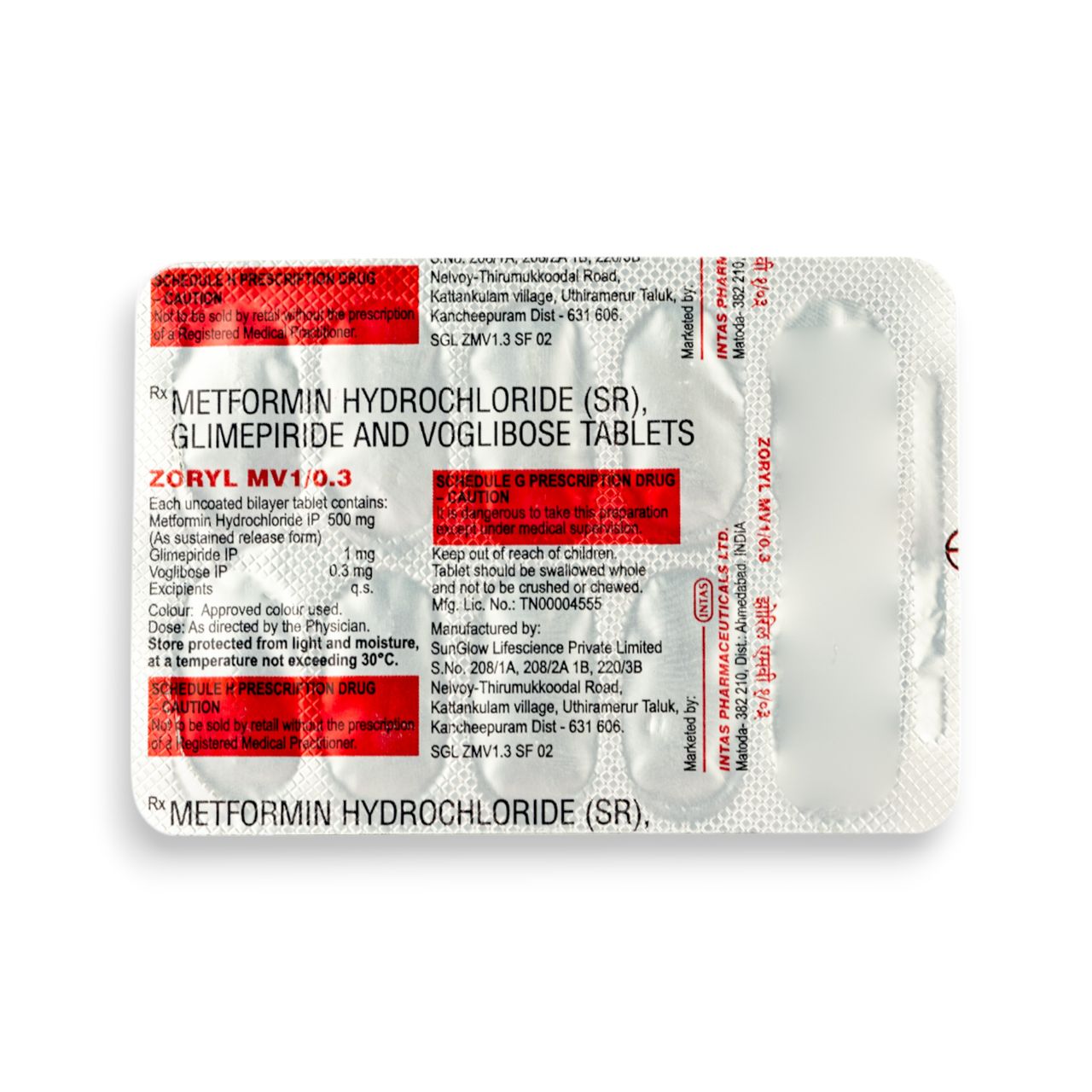 Zoryl MV 1/0.3 Tablet