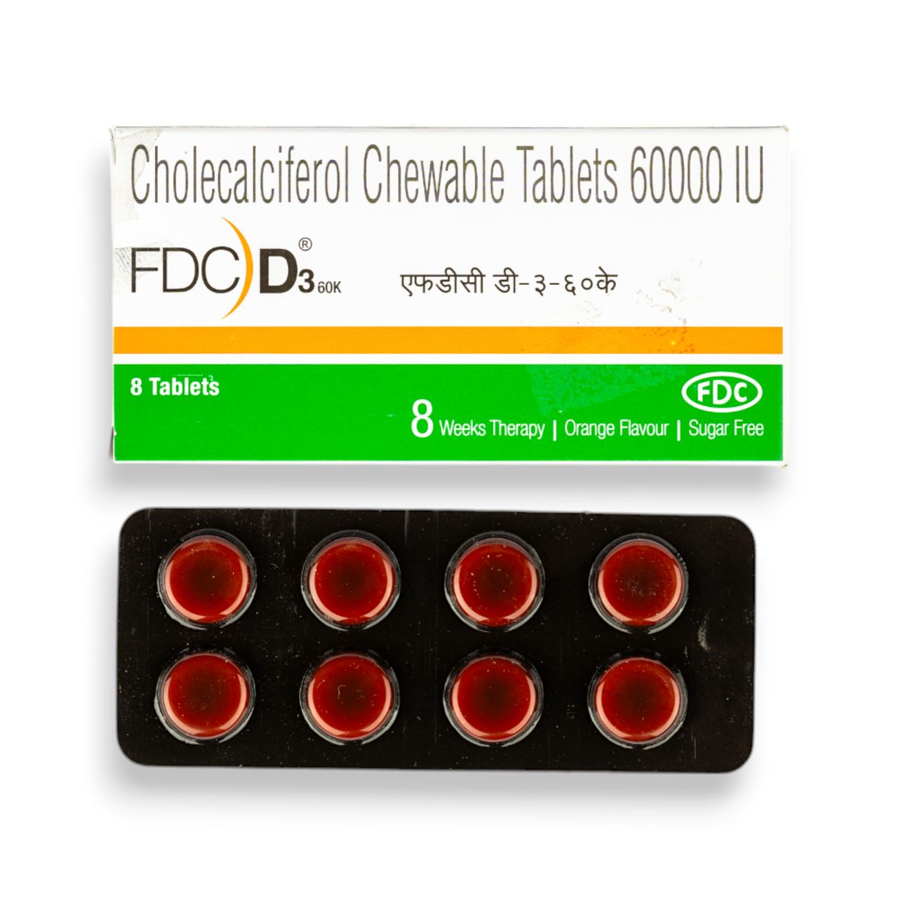 Fdc D3 60K Orange Flavour Sugar Free Tablet