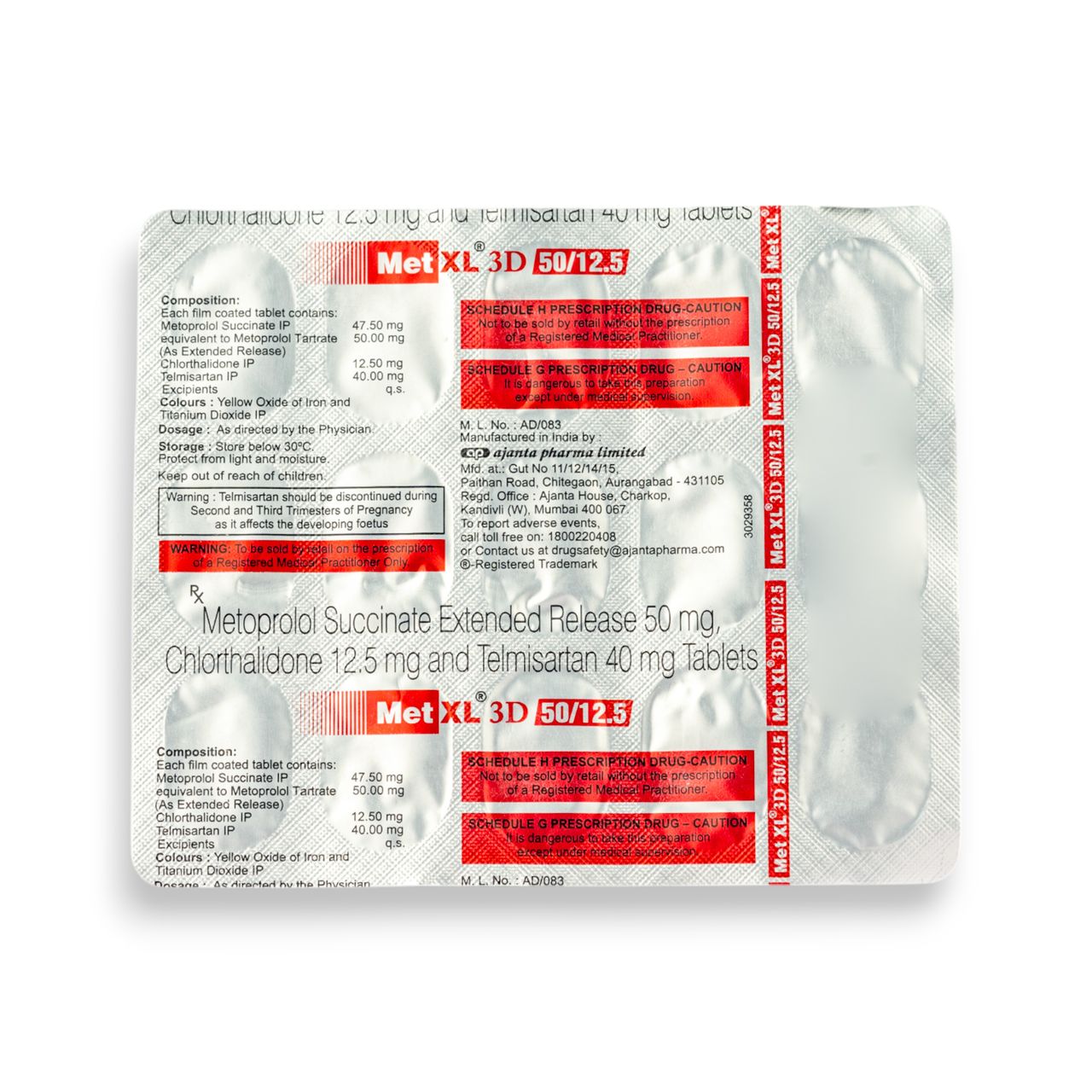 Met XL 3D 50/12.5 Tablets ER