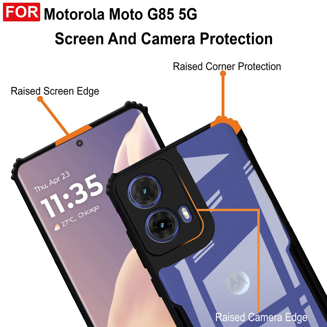 Zapcase Back Cover for Motorola G85 5G | Matte-Black
