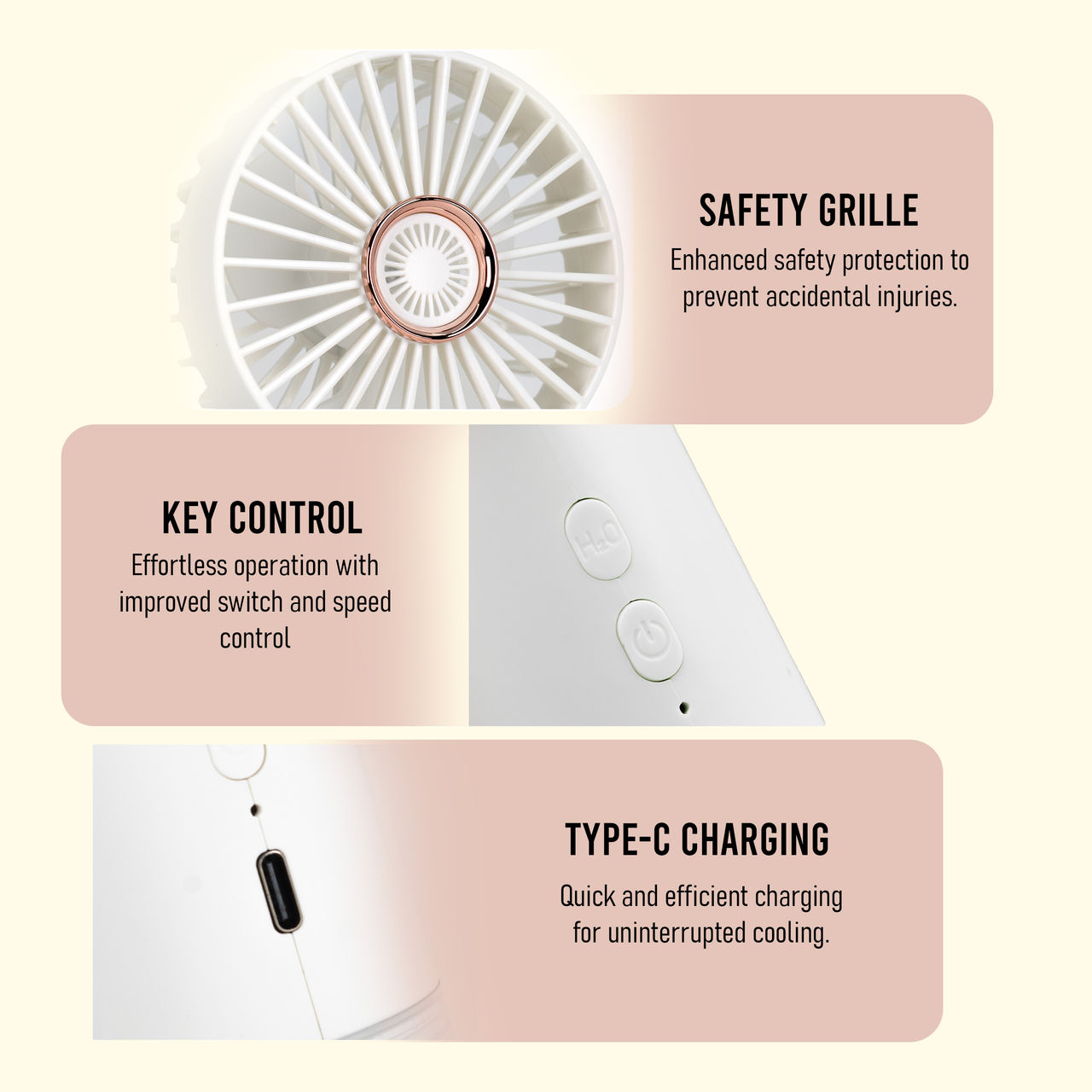 Nev Aero Mist Pro Portable Fan With Mist Handheld Design, White