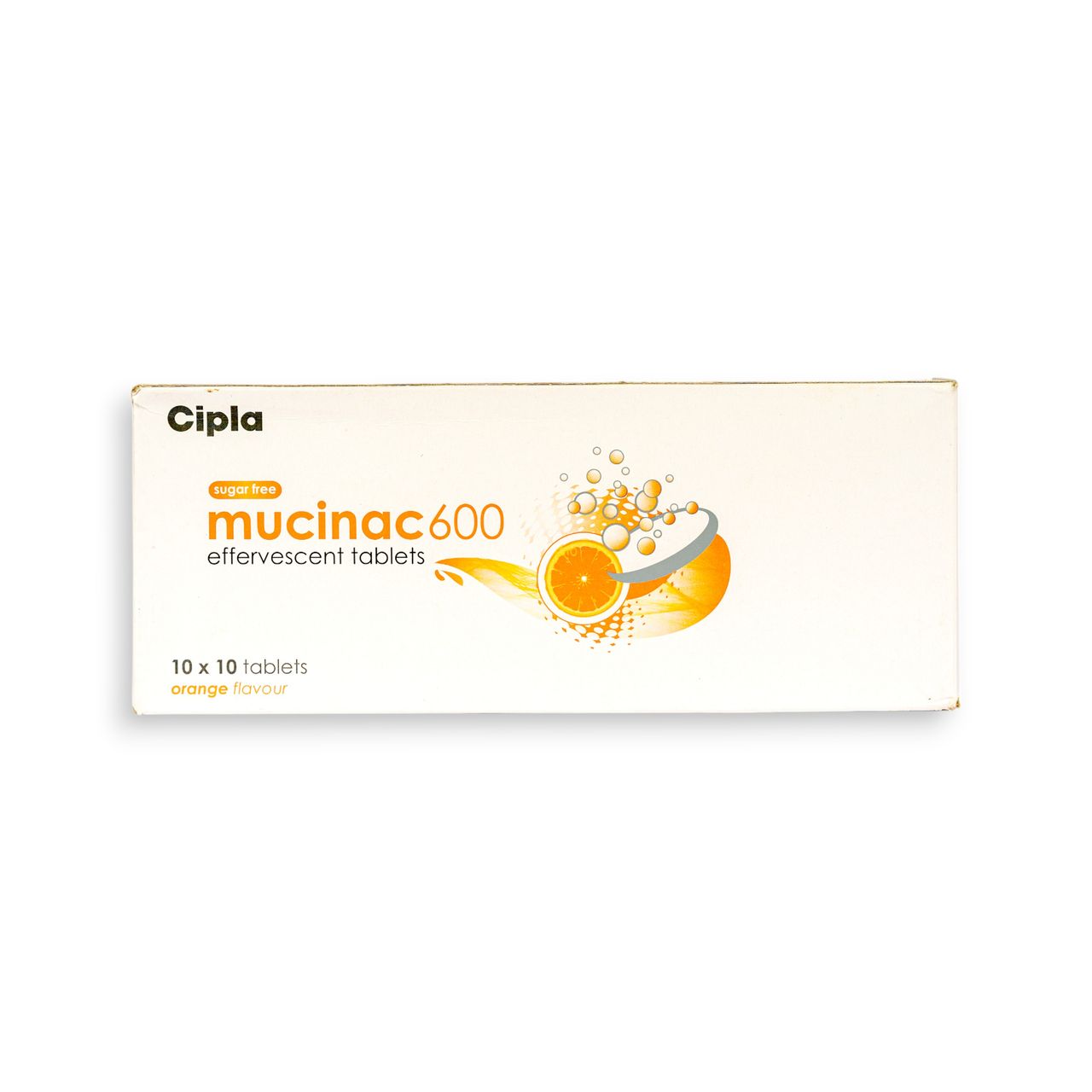 Mucinac 600 Orange Flavour Sugar Free Effervescent Tablets