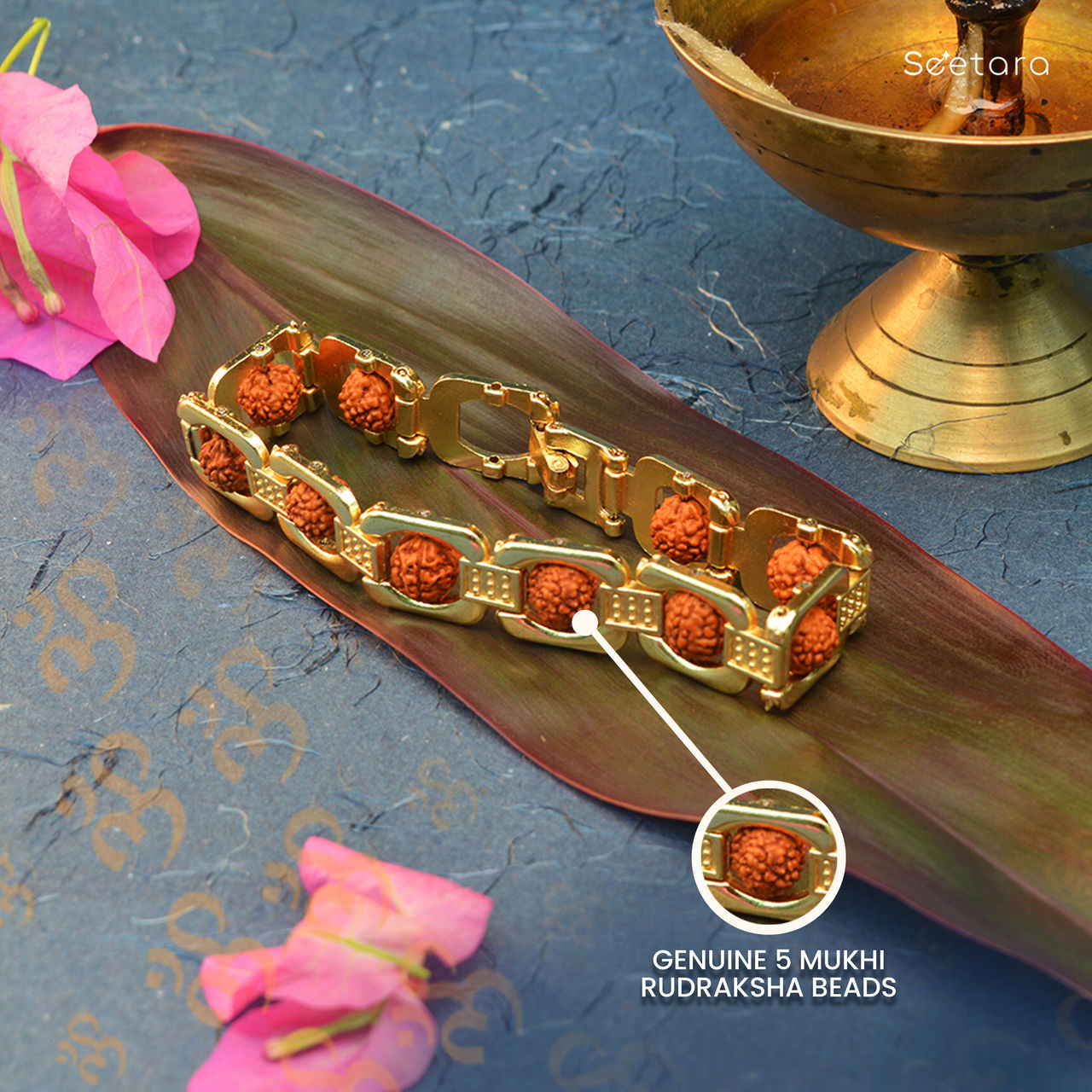 Seetara Modern Rudraksha Bracelet with Gold Plating
