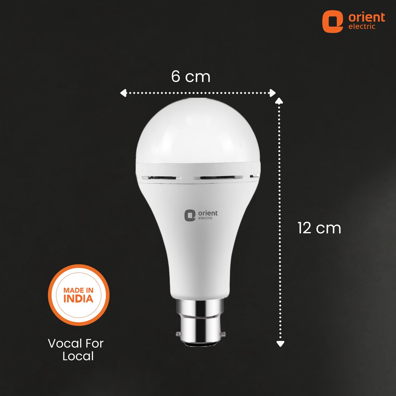 Orient Electric 9 Watts Inverter Emergency LED Light Bulb 6500K|(Cool Day White) | B22 Base Holder