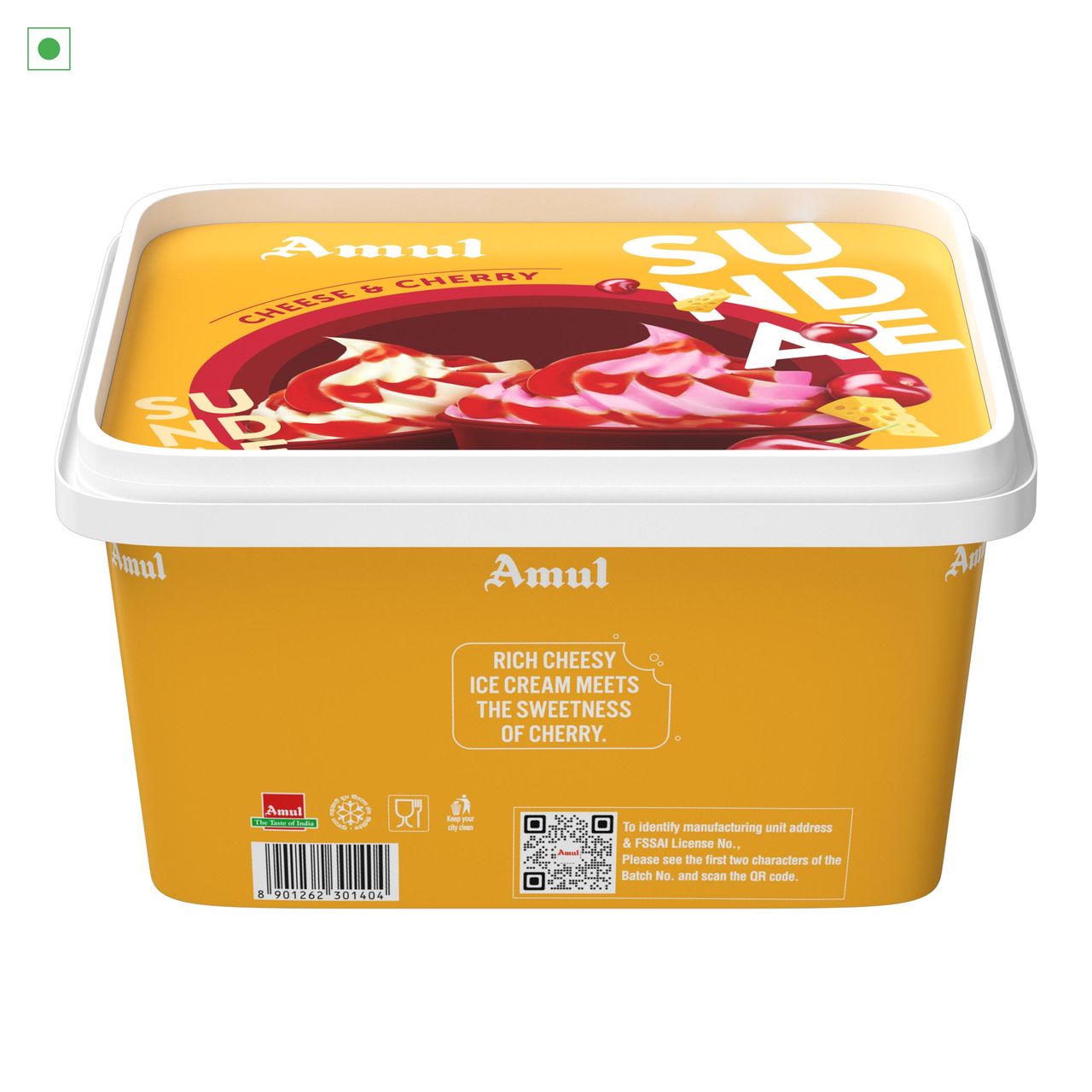 Amul Cheese and Cherry Sundae Ice Cream Tub