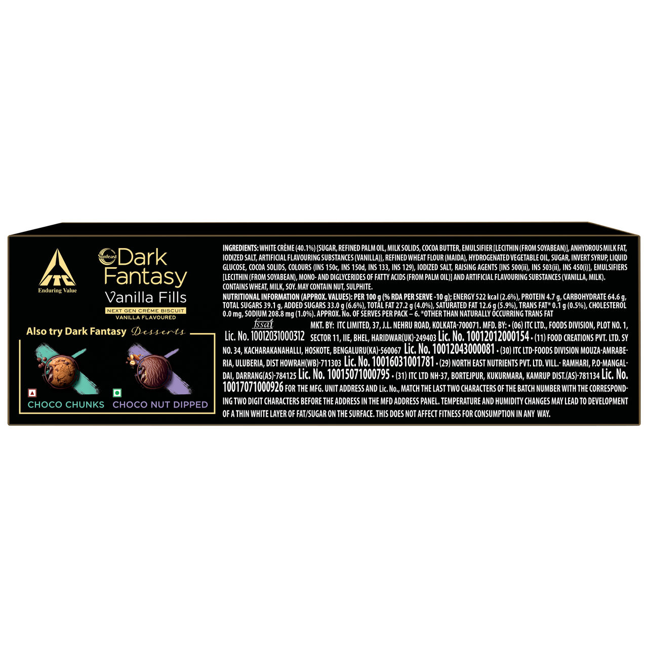 Sunfeast Dark Fantasy Crunchy Choco Cookies with Vanilla Fills Centre Fills | Artificial Flavour-free