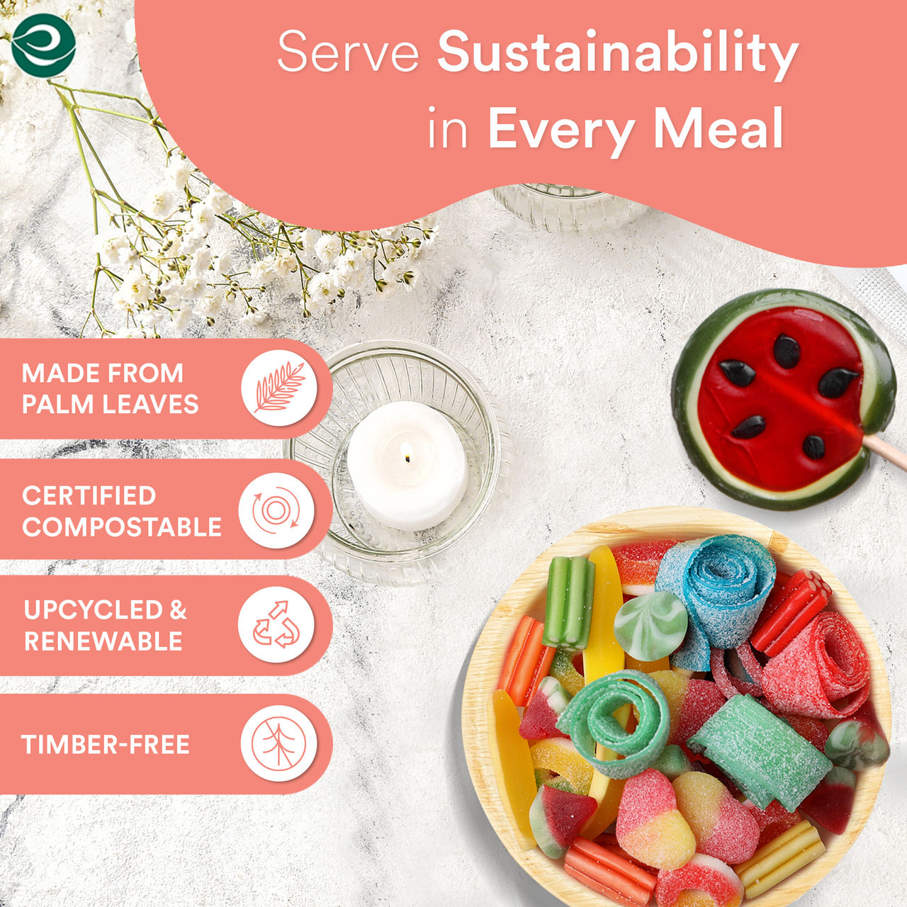 Eco Soul 210 ml Round | 10 Count | Palm Leaf Bowl