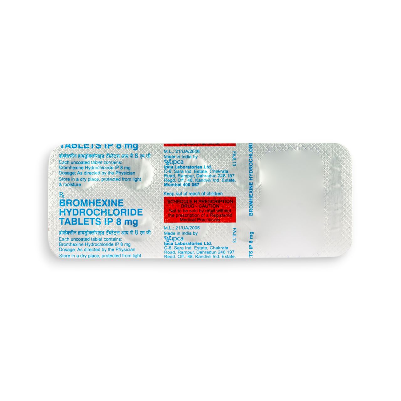 Bromhexine Hydrochloride 8mg Tablets