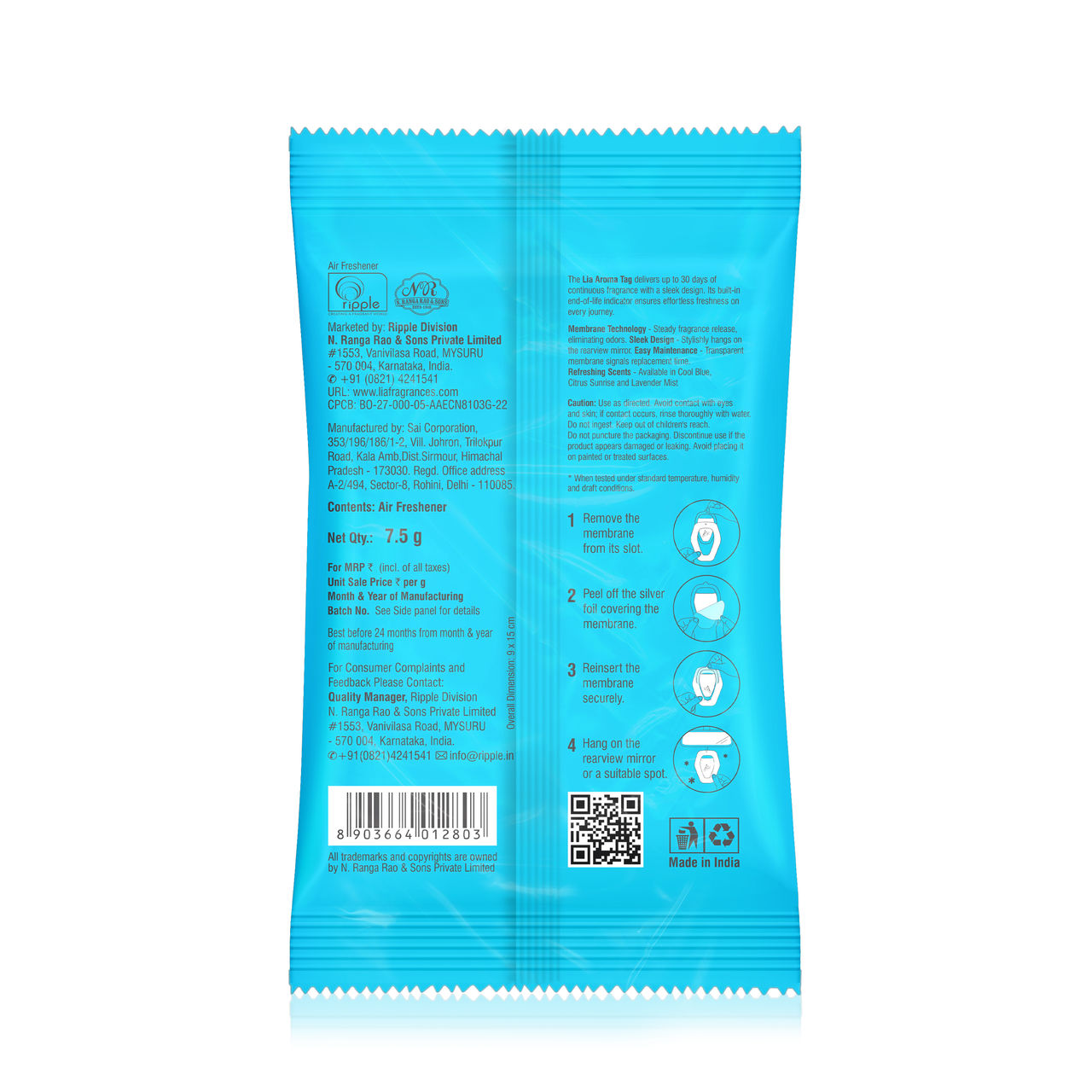 Lia Aroma Tag Cool Blue | From House of Cycle